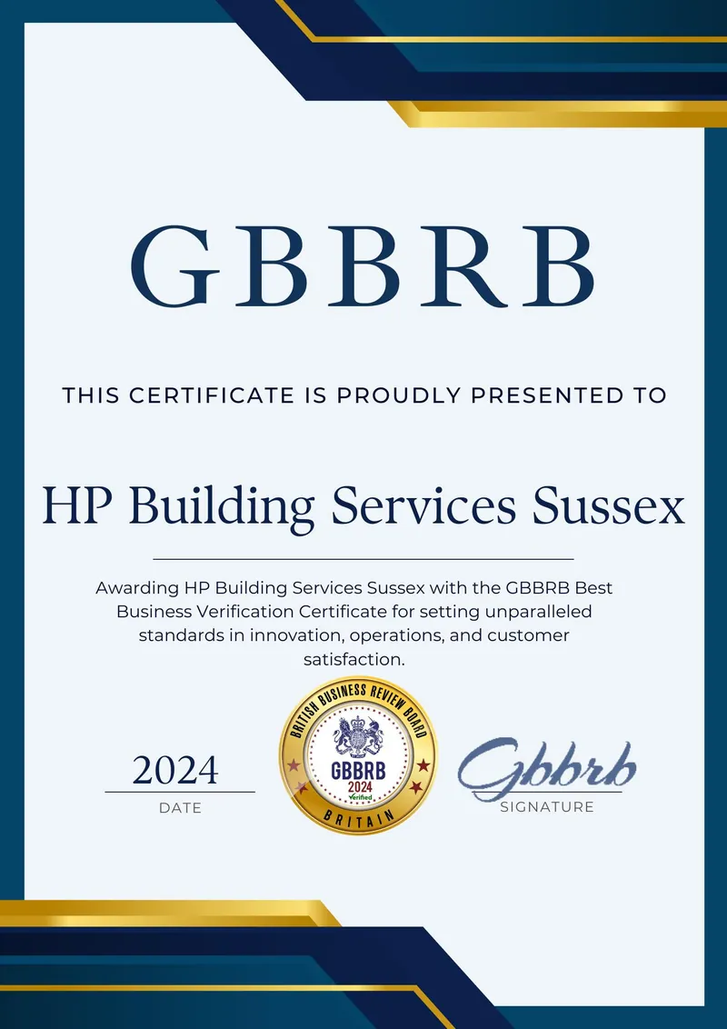 GBBRB Best Business Verification Certificate 2024 awarded to HP Building Services Sussex